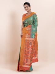 KAVVYA SOFT & LIGHT WEIGHT & GREEN IKAT SILK SAREE