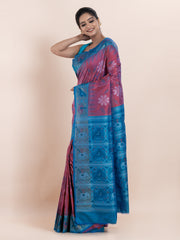 KAVVYA SOFT & LIGHT WEIGHT PINK IKAT WEAVING SAREE