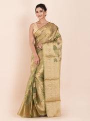 KAVVYA SOFT & LIGHT WEIGHT GREEN ORGANZA SILK WEAVING SAREE