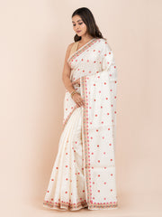 KAVVYA SOFT & LIGHT WEIGHT WHITE SILK SAREE