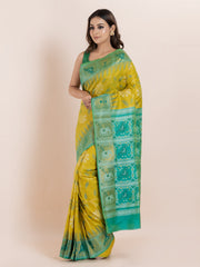 KAVVYA SOFT & LIGHT WEIGHT YELLOW IKAT WEAVING SAREE