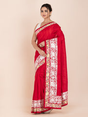 KAVVYA SOFT & LIGHT WEIGHT RED HANDLOOM SILK SAREE