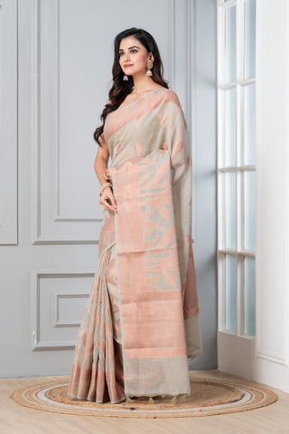 KAVVYA SOFT & LIGHTWEIGHT OFFWHITE COLOUR  HANDLOOM SAREE