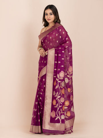 KAVVYA PURPLE SOFT & LIGHT WEIGHT SILK SAREE