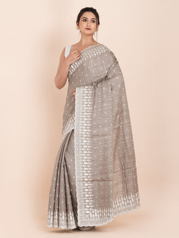 kavvya soft & light weight grey handloom silk saree