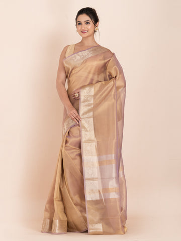 KAVVYA LAVENDER AND GOLDEN DUAL TONE TISSUE SAREE