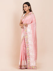 KAVVYA SOFT & LIGHT WEIGHT PINK HANDLOOM SILK SAREE