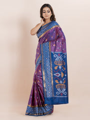 KAVVYA SOFT & LIGHT WEIGHT PURPLE IKAT WEAVING SAREE
