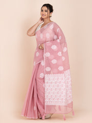 KAVVYA SOFT & LIGHT WEIGHT PINK COTTON SAREE