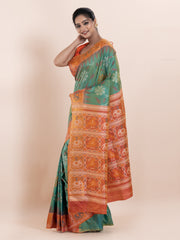 KAVVYA SOFT & LIGHT WEIGHT GREEN & IKAT WEAVING SAREE