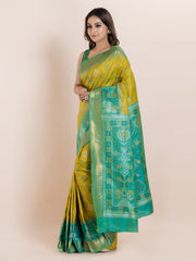 KAVVYA SOFT & LIGHT WEIGHT YELLOW IKAT SILK SAREE