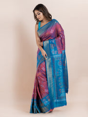 KAVVYA SOFT & LIGHT WEIGHT PINK IKAT SILK SAREE