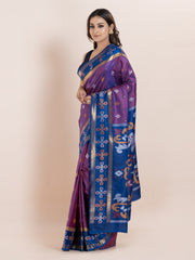 KAVVYA SOFT & LIGHT WEIGHT PURPLE COLOUR & IKAT WEAVING SAREE