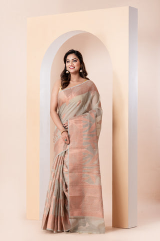 KAVVYA SOFT & LIGHTWEIGHT OFFWHITE COLOUR  HANDLOOM SAREE