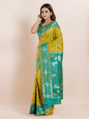 KAVVYA SOFT & LIGHT WEIGHT YELLOW COLOUR & IKAT WEAVING SAREE