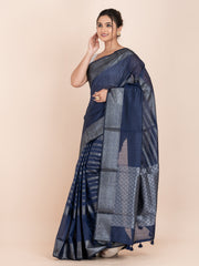 KAVVYA Soft & Lightweight navy blue color benarasi weaving silk saree