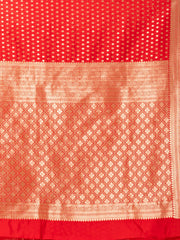 KAVVYA ELEGANT RED BANARSI WEAVING SILK SAREE - KAVVYA 