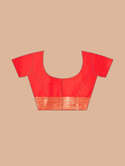 KAVVYA ELEGANT RED BANARSI WEAVING SILK SAREE - KAVVYA 