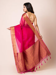 KAVVYA SOOTHING RANI SOFT AND LIGHT WEIGHT BOLLYWOOD STYLE BENARASI ORGANZA WEAVING SILK SAREE - KAVVYA 