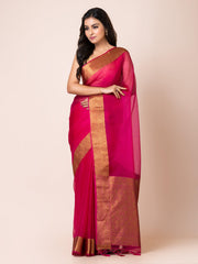 KAVVYA SOOTHING RANI SOFT AND LIGHT WEIGHT BOLLYWOOD STYLE BENARASI ORGANZA WEAVING SILK SAREE - KAVVYA 