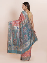 KAVVYA SOFT & LIGHT WEIGHT TWO TONE PEACH IKAT SILK SAREE
