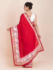 KAVVYA SOFT & LIGHT WEIGHT RED HANDLOOM SILK SAREE