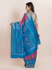 KAVVYA SOFT & LIGHT WEIGHT PINK IKAT SILK SAREE