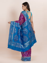 KAVVYA SOFT & LIGHT WEIGHT TWO TONE PURPLE IKAT SILK SAREE
