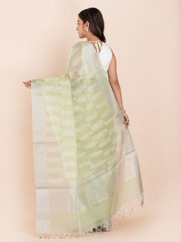 KAVVYA SOFT & LIGHT WEIGHT MINT GREEN ORGANZA TISSUE SAREE