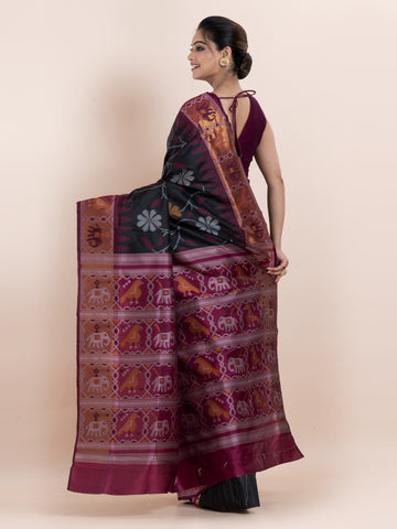 KAVVYA SOFT & LIGHT WEIGHT BLACK & IKAT WEAVING SAREE