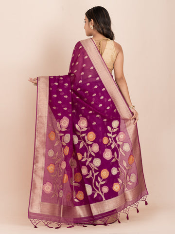 KAVVYA PURPLE SOFT & LIGHT WEIGHT SILK SAREE