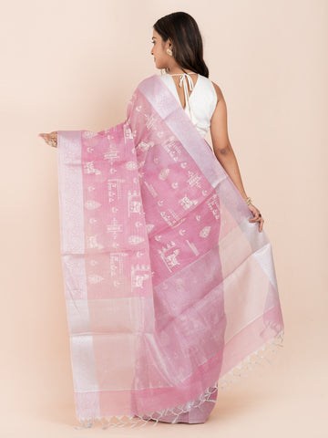 KAVVYA SOFT & LIGHT WEIGHT PINK ORGANZA TISSUE SAREE