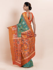 KAVVYA SOFT & LIGHT WEIGHT & GREEN IKAT SILK SAREE