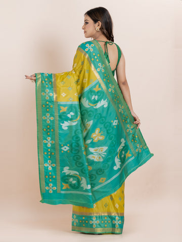 KAVVYA SOFT & LIGHT WEIGHT YELLOW COLOUR & IKAT WEAVING SAREE