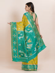 KAVVYA SOFT & LIGHT WEIGHT YELLOW COLOUR & IKAT WEAVING SAREE