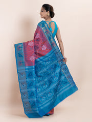KAVVYA SOFT & LIGHT WEIGHT PINK IKAT WEAVING SAREE