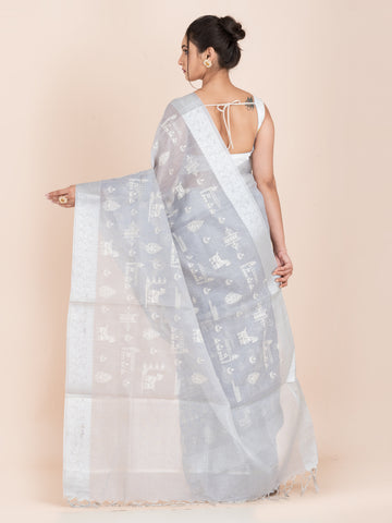 KAVVYA SOFT & LIGHT WEIGHT GREY ORGANZA TISSUE SAREE