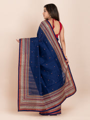 KAVVYA SOFT & LIGHT WEIGHT NAVY BLUE HANDLOOM SILK SAREE