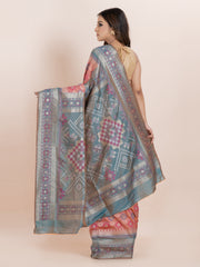 KAVVYA SOFT & LIGHT WEIGHT PEACH TWO TONE SAREE WITH FLORAl MOTIFS
