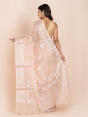 KAVVYA SOFT & LIGHT WEIGHT PEACH ORGANZA SAREE