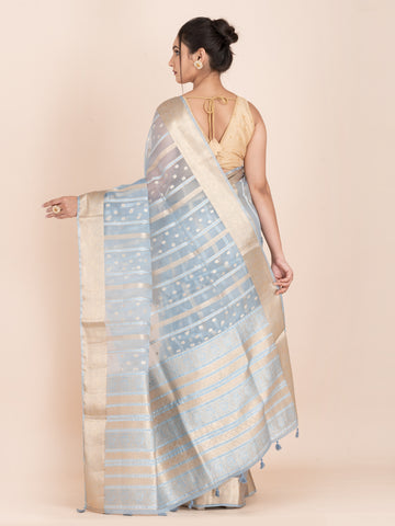 KAVVYA SOFT & LIGHT WEIGHT ASH BLUE ORGANZA SAREE