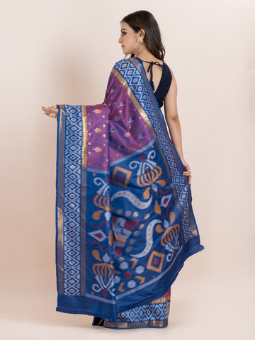 KAVVYA SOFT & LIGHT WEIGHT PURPLE IKAT WEAVING SAREE