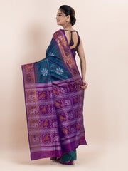 KAVVYA SOFT & LIGHT WEIGHT BLUE IKAT WEAVING SAREE