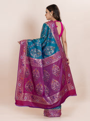 KAVVYA SOFT & LIGHT WEIGHT TWO TONE BLUE IKAT SILK SAREE