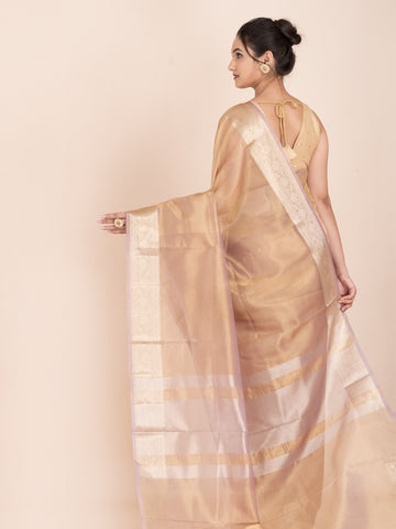 KAVVYA LAVENDER AND GOLDEN DUAL TONE TISSUE SAREE