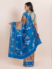 KAVVYA SOFT & LIGHT WEIGHT CAMEL BROWN COLOUR & IKAT WEAVING SAREE