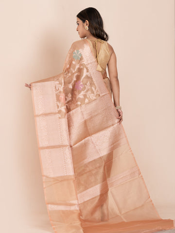 KAVVYA SOFT & LIGHT WEIGHT PEACH ORGANZA SILK SAREE