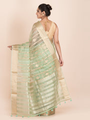 KAVVYA SOFT & LIGHT WEIGHT MINT GREEN ORGANZA SAREE