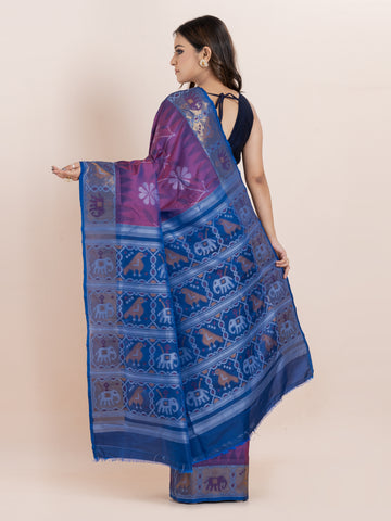 KAVVYA SOFT & LIGHT WEIGHT PURPLE IKAT WEAVING SAREE