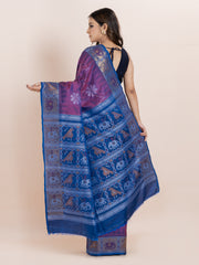 KAVVYA SOFT & LIGHT WEIGHT PURPLE IKAT WEAVING SAREE